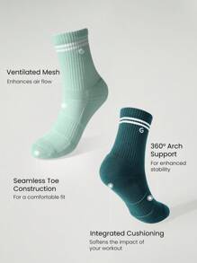 GLOWMODE 3 Pairs Cotton Vintage Striped Socks Soft Ventilated Mesh With Jacquard Logo Gym Workout Daily - Multicolor - View 5