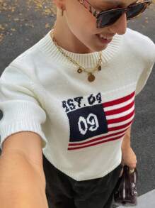 DAZY Women's Striped Crew Neck Short Sleeve Knit Top - Beige - View 6