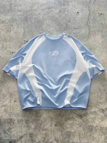 AXEPEAK Daily Sports Casual Style Men's Loose Tops With Stitching And Printing Short-Sleeved Round Neck T-Shirt