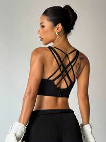 Easithlete Seamless High Elasticity Women Sports Bra - Black - View 7