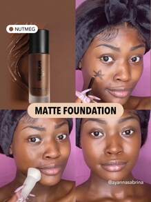 SHEGLAM Complexion Pro Long Lasting Breathable Matte Foundation-Nutmeg Matte Sweat-Proof Foundation Oil Control Full Coverage Pore-Less Concealer Waterproof Flawless Non-Fading Weightless Liquid Foundation Brand Beauty Makeup Face Paint Cosmetic For Women Girls Perfect For Winter Spring Ideal For Y2K Fancy Fashion Suitable For Birthday Gift Party Ready Best Color - Nutmeg - View 2