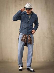 RivetRise Quần jeans ống đứng màu xanh nhạt, đơn giản, rách dành cho nam - Rửa nhẹ - Xem 7