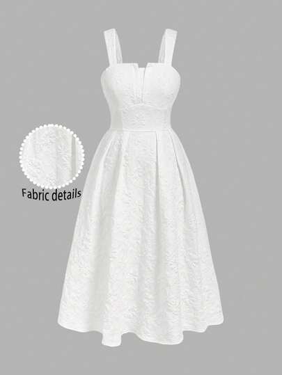 SHEIN MOD 大码优雅提花中长吊带裙