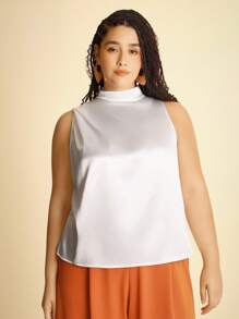 CAJUNI Damen Ärmellose Tanktop in Unifarbe mit Schleife - Boho Damenbekleidung/Westernmode für Damen/Lässig Damenshirts - Basics