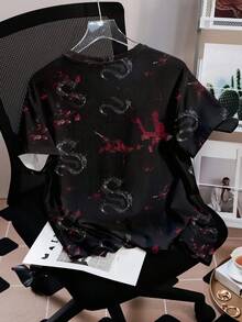 The Vampire Diaries X SHEIN Women's Casual Street Personalized & Letter Print Short Sleeve T-Shirt, Summer Horror Clothes Women Ahs Style Clothes Graphic Tees Women Oversized Halloween Sweatshirt Graphic Sweatshirts