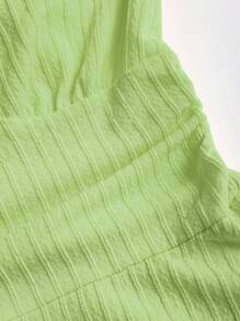 Sweetra 法国春夏新款黄色优雅高端时尚小众针织挂脖收腰性感女长裙 - 綠色 - 查看 5