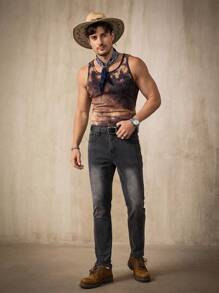 Manfinity Homme Men's Black Casual Slim Fit Denim Jeans, All Season - Black - View 6