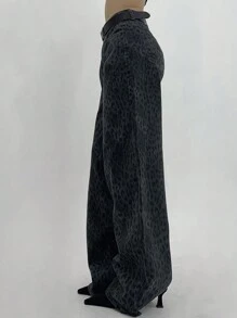 DAZY 女士休闲豹纹宽松裤 - 灰色 - 查看 6