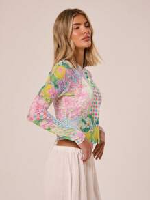 MUSERA Áo lưới xuyên thấu nhẹ, họa tiết phối hợp, ôm sát, dễ thương, thích hợp cho kỳ nghỉ, lễ hội, gợi cảm, thanh lịch, đi biển, Ibiza, tiệc tùng, mùa xuân hè. - Nhiều màu - Xem 5