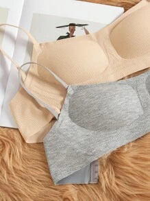 Sujetador deportivo sin costuras para adolescentes, con soporte y elevación inalámbrica, adecuado para busto pequeño, moda de vuelta al colegio - Multicolor - Ver 5