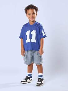 SUMWON قميص كرة قدم بأكمام قصيرة وياقة على شكل حرف V، بطبعة الرقم 11، من نسيج شبكي، لأنشطة الصيف والتدريب الرياضي، مظهر كلاسيكي لفريق الجامعة، للشباب