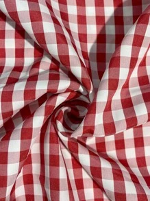 INAWLY 大码格子印花休闲度假连衣裙 - 紅色 - 查看 6