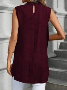 EMERY ROSE Women's Casual Sleeveless Solid Color Shirt, Summer - Red - View 2