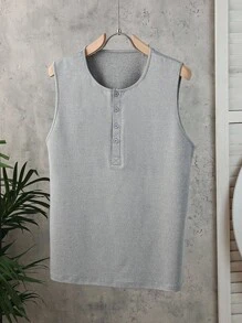 Manfinity Dauomo Áo ba lỗ trơn màu đa năng thường ngày dành cho nam - Xám - Xem 3