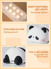 JMMO Lampada decorativa per la stanza, Luce notturna a LED carina a forma di panda sdraiato, Luce notturna in silicone a 3 livelli di luminosità e controllo touch, Ricaricabile e con timer per camera da letto, regali di compleanno, festival, bambine, decorazione camera da letto, luce da toeletta, luci natalizie, essenziali per vacanze autunnali e invernali, campeggio, accessori per vacanze