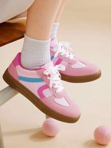 CUCCOO EASI 女士时尚百搭圆头平底休闲运动鞋 - 粉色 - 查看 1