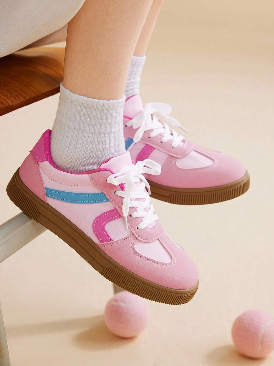 CUCCOO EASI 女士时尚百搭圆头平底休闲运动鞋 - 粉色 - 查看 1