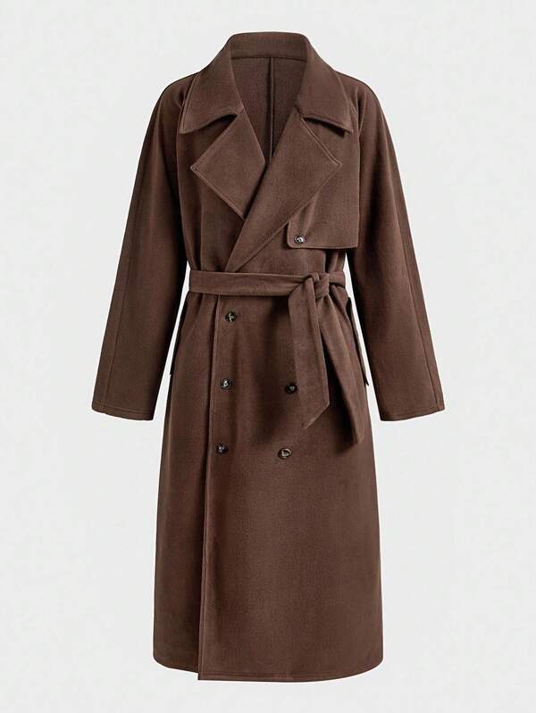 EASEVO Men Plus Size Double-Breasted Long Loose Windbreaker, Fall, Winter