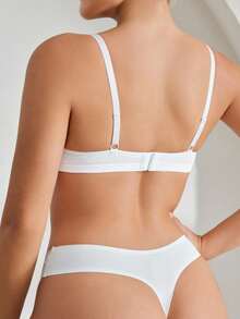 Ocili Women's Simple Solid Color Comfortable Wireless Bra - White - View 2