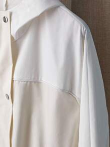 INAWLY Women's Fashionable Minimalist Contrast Color Long Sleeve Hooded Casual Jacket Fall Cloth For Women - White - View 4