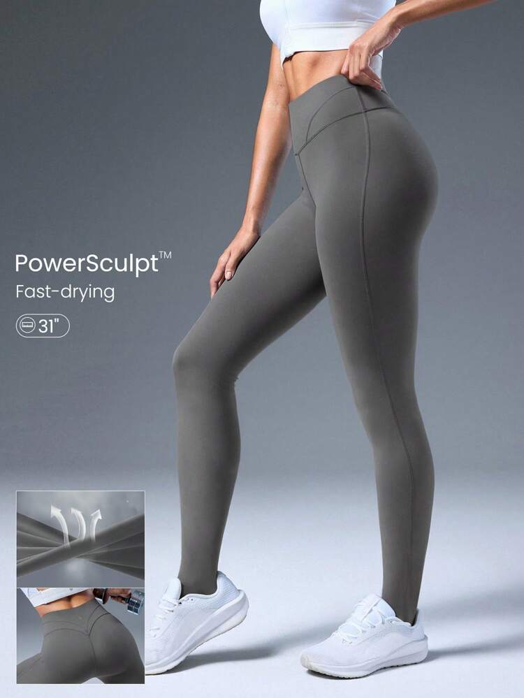 31" Leggings d'entraînement Powersculpt™-Air à séchage rapide, étirables et flatteurs avec coutures. Convient pour la course à pied à fort impact, le jogging et l'entraînement en salle