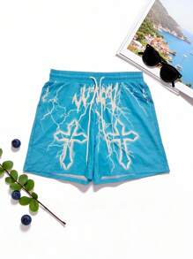 Surfspeed Men's Casual Drawstring Waist Versatile Beach Shorts - Blue - View 4