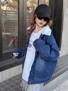 DAZY Teen Girl's Fashionable Thermal Lined Warm Jacket, Autumn/Winter - Blue - View 2