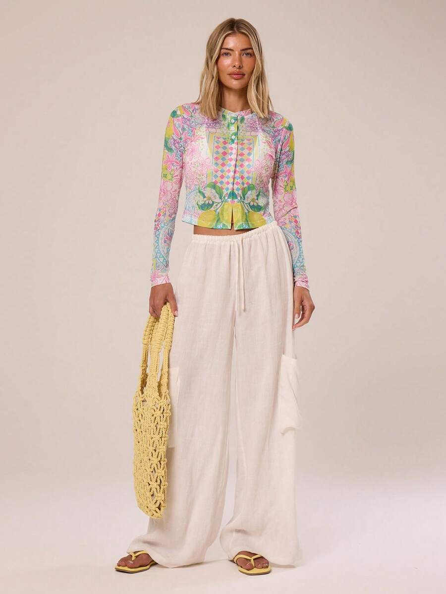 MUSERA Áo lưới xuyên thấu nhẹ, họa tiết phối hợp, ôm sát, dễ thương, thích hợp cho kỳ nghỉ, lễ hội, gợi cảm, thanh lịch, đi biển, Ibiza, tiệc tùng, mùa xuân hè. - Nhiều màu - Xem 1