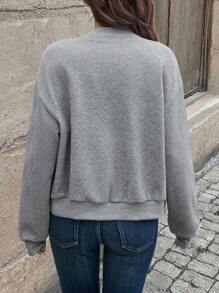 SHEIN PETITE Women's Gray Casual/Commute Long Sleeve Zip-Up Cardigan (Random Print) Fall Winter Cloth For Women