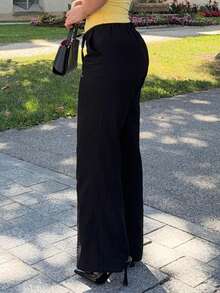 Jeta Ari Quần vải lanh giản dị thanh lịch cho kỳ nghỉ của phụ nữ - màu đen - Xem 4