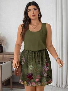 EMERY ROSE 大码休闲花卉印花连衣裙，复古风格 - 彩色 - 查看 3