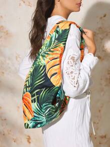 SHECARRY Tropical Print Casual Shoulder Bag - Dark Green - View 4