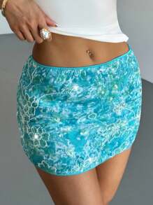 Firerie Vestido mini ajustado elegante con bordados y cuentas para mujer, de moda para vacaciones, fiestas y uso diario