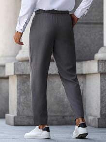 Manfinity Bizformal Men's Casual Commuter Solid Color Tapered Suit Pants - Grey - View 2