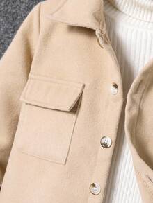 SHEIN 男童简约长袖外套套装（两件套），包含一件外套和一条裤子，秋冬新款，适合日常穿着、上学、外出、返校季等场合。 - 卡其色 - 查看 5