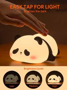 JMMO Lampada decorativa per la stanza, Luce notturna a LED carina a forma di panda sdraiato, Luce notturna in silicone a 3 livelli di luminosità e controllo touch, Ricaricabile e con timer per camera da letto, regali di compleanno, festival, bambine, decorazione camera da letto, luce da toeletta, luci natalizie, essenziali per vacanze autunnali e invernali, campeggio, accessori per vacanze
