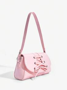 SHEIN ICON 女士、女式单肩包、流浪包、系带、芭蕾风格、粉色、时尚、个性、简约、百搭、街头、甜美酷炫女孩、辣妹、千禧一代、复古、铆钉、复古、青少年、学院风、学校风、学院风 - 粉色 - 查看 2