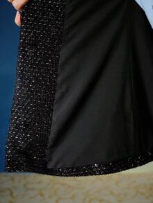 MOTF PREMIUM 秋冬款粗花呢纽扣西装外套 - 黑色 - 查看 8