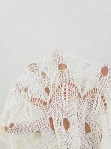 Swim Lushoire 大码女式优雅度假单件全新针织全黑蕾丝前后深V领比基尼罩衫泳衣