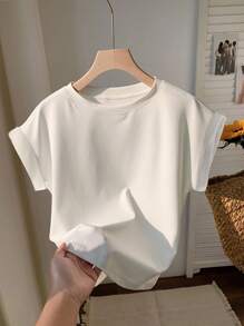 Comfortcana 2 件圆领落肩短袖 T 恤，略微透明，适合夏季 - 彩色 - 查看 3