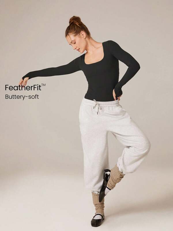 GLOWMODE Tricou cu mânecă lungă cu gât pătrat FeatherFit™