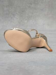 CUCCOO SZL Women's Rhinestone Glitter Peep-Toe Round Toe High Heel Waterproof Platform Sexy Luxury Shiny Silver High Heel Sandals, Fashion For Party, Music Festival, Nightclub For Christmas