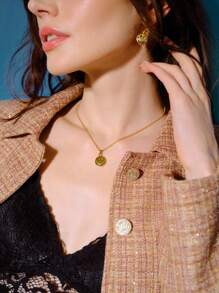 S.W.Smiley x MOTF PREMIUM 18K GOLD PLATED HOLLOW SMILING FACE NECKLACE - Yellow Gold - View 2