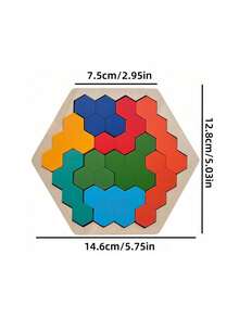 Wooden Honeycomb Puzzle Colorful STEM Learning Toys Brain Teaser Game Logic Training Solid Wood Blocks Family Game Night Vibrant Colors - Multicolor - View 3