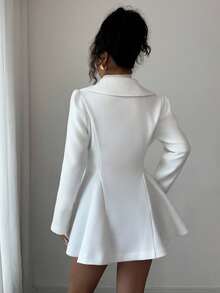 Elenzga Solid Color Double-Breasted Elegant A-Line Overcoat For Women Fall Winter Cloth For Women