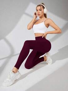 Easithlete 2 chiếc quần legging cạp cao liền mạch màu trơn tối giản, kiểm soát bụng tập yoga cho nữ - Nhiều màu - Xem 6