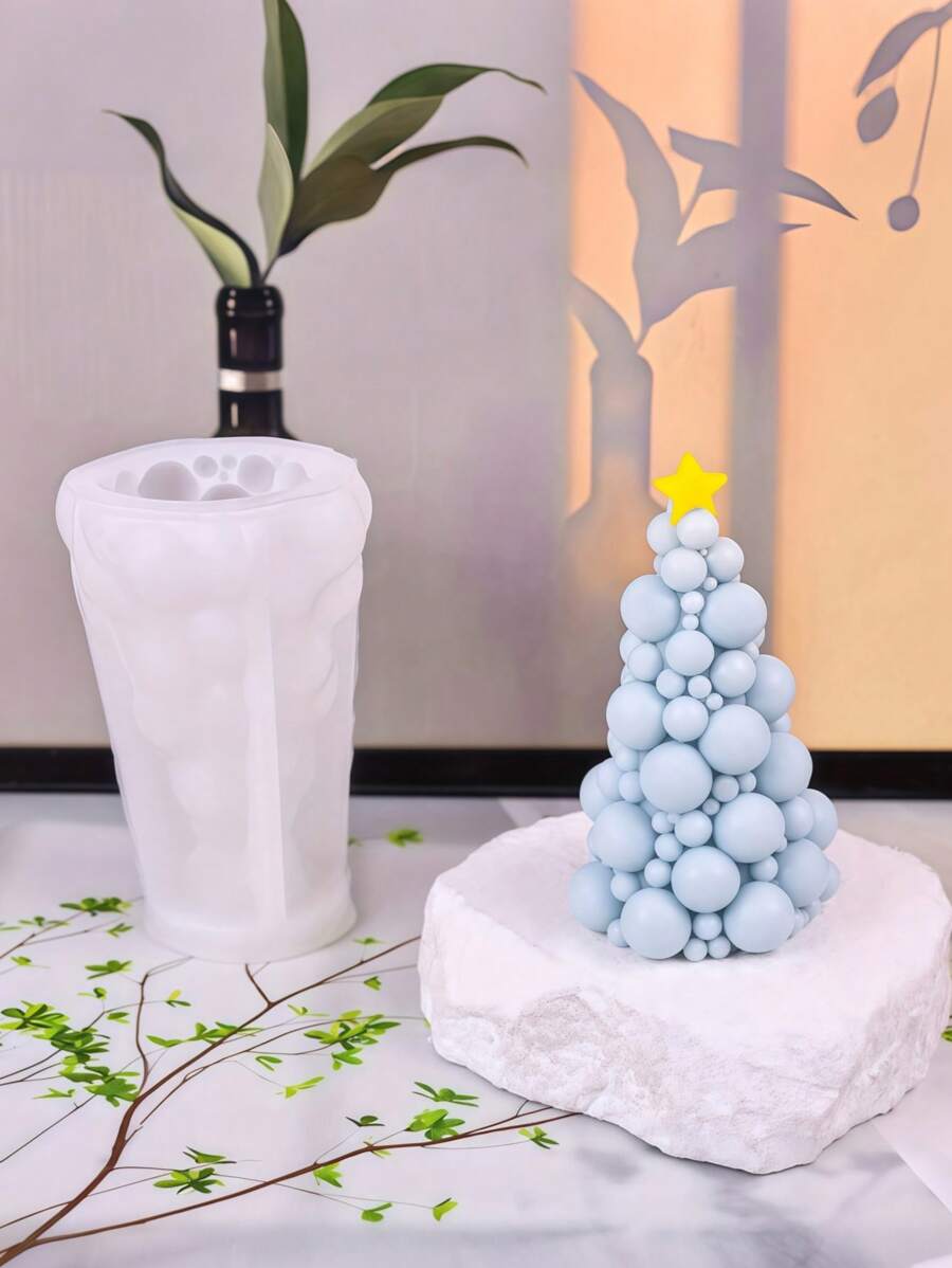 1pc Bubble Christmas Tree Mold, Creative Craft Gift, DIY Candle Decoration Silicone Mold For Christmas