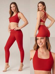 GLOWMODE Áo ngực FeatherFit™ Essential nhiều dây hỗ trợ nhẹ cho Yoga tác động thấp hàng ngày - Fiery Red - Xem 7