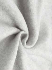 SHEIN Áo hoodie nỉ hở vai họa tiết cua dành cho nữ - Màu Xám nhạt - Xem 4