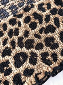 SHEIN 少女豹纹抹胸短款吊带背心和高腰层叠荷叶边下摆短裙两件套服装，休闲节日街头服饰